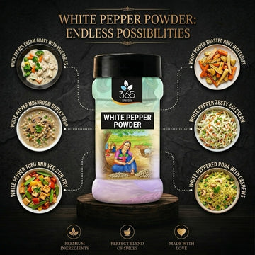 White Pepper Powder | Mild Heat Seasoning | Premium Quality | No Artificial Colours | Vegan | 365 Spicery