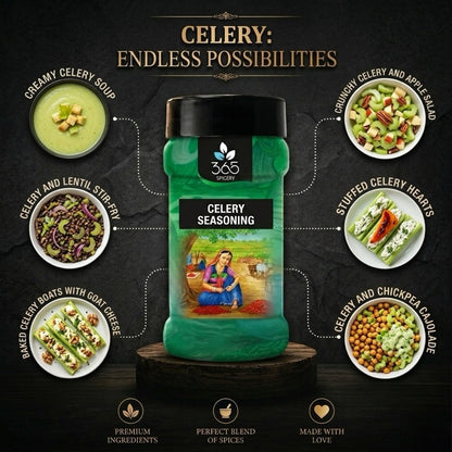 Celery | Dried Aromatic Seasoning | Enhances Salads & Soups | Premium Quality | Gluten-Free | Made in India | 365 Spicery
