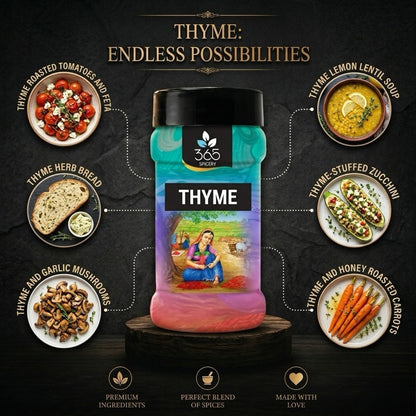 Thyme | Fragrant Dried Herb | Essential for Mediterranean Pasta & Salads | Vegan | No Artificial Flavours | 365 Spicery