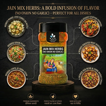 Jain Mix Herbs | No Onion No Garlic Seasoning | Vegan | Authentic Pizza & Pasta Blend | No Artificial Flavours | 365 Spicery