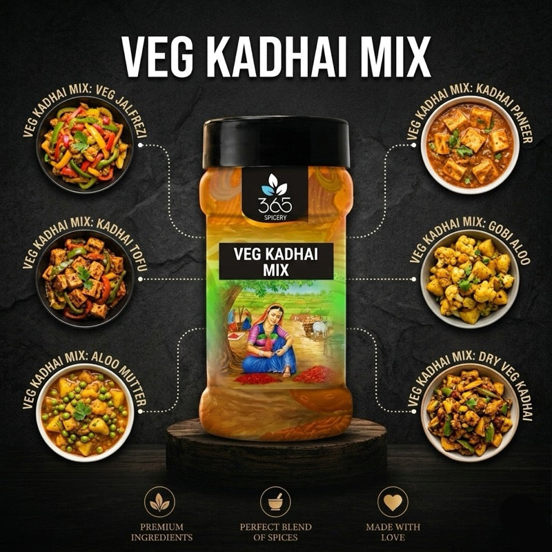 Veg Kadhai Mix | Bold Restaurant Style Curry Base | Vegan | Premium Quality | No Artificial Colours | 365 Spicery