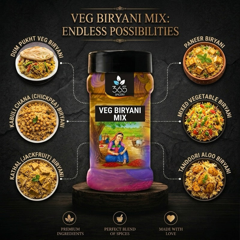 Veg Biryani Mix | Aromatic Basmati Rice Spice Blend | Vegan | Natural Ingredients | No MSG | 365 Spicery
