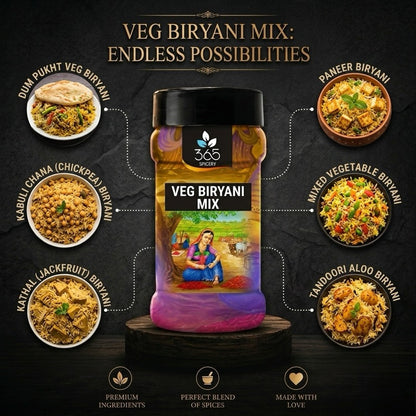 Veg Biryani Mix | Aromatic Basmati Rice Spice Blend | Vegan | Natural Ingredients | No MSG | 365 Spicery