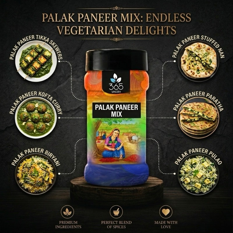 Palak Paneer Mix | Fresh Spinach Curry Spice Blend | Natural Ingredients | No MSG | Made in India | 365 Spicery