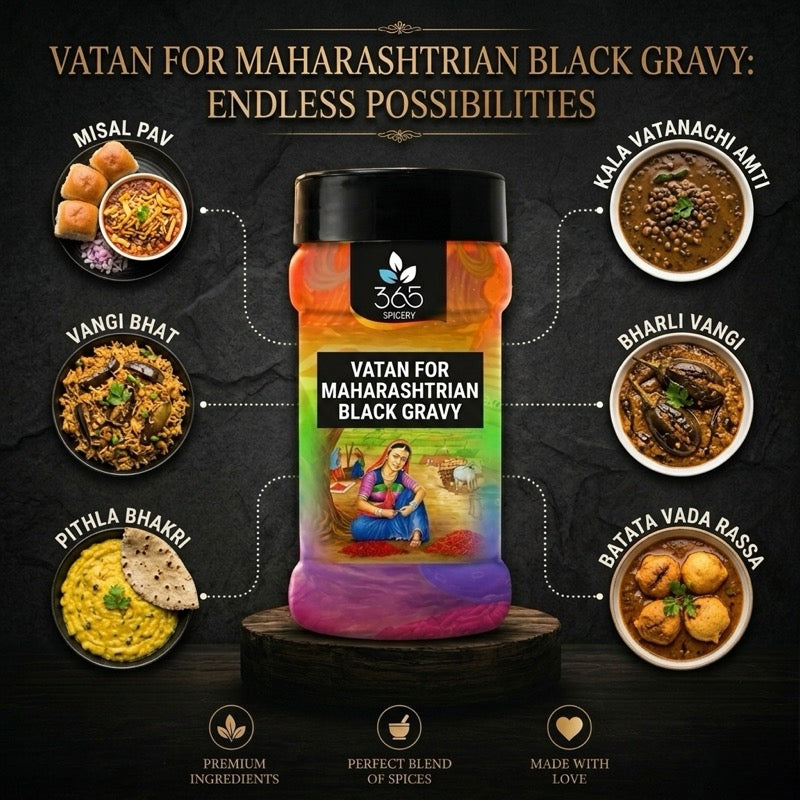 Vatan For Maharashtrian Black Gravy | Authentic Regional Spice Blend | Vegan | Natural Ingredients | 365 Spicery
