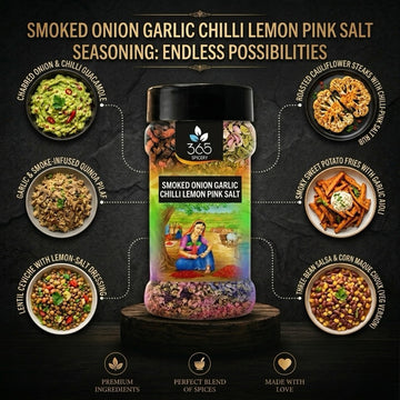 Smoked Onion Garlic Chilli Lemon Pink Salt | Complex Seasoning | Vegan | 365 Spicery