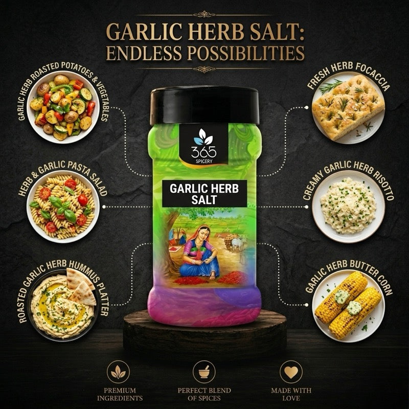 Garlic Herb Salt | Aromatic Culinary Blend | Premium Quality | Gluten-Free | 365 Spicery