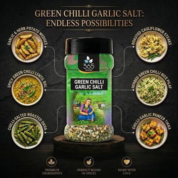 Green Chilli Garlic Salt | Spicy Aromatic Blend | Natural Ingredients | Vegan | 365 Spicery