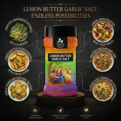 Lemon Butter Garlic Salt | Zesty Culinary Blend | Premium Quality | Gluten-Free | 365 Spicery