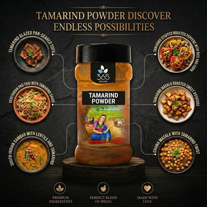Tamarind Powder | Tangy Dehydrated Spice for Instant Mixes | Vegan | Gluten-Free | Natural Ingredients | 365 Spicery