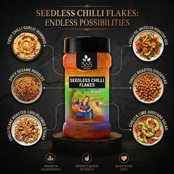 Seedless Chilli Flakes | Clean Bold Heat for Gourmet Cooking | Vegan | Natural Ingredients | Made in India | 365 Spicery