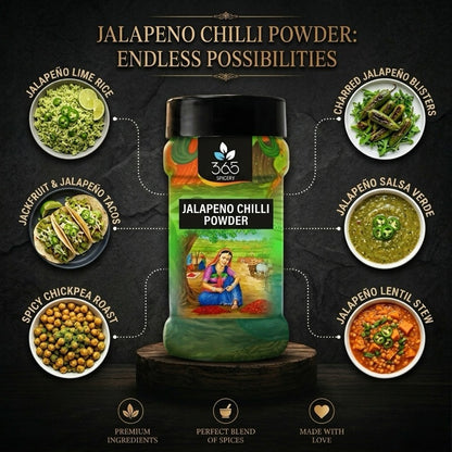 Jalapeno Chilli Powder | Vibrant Zesty Spice for Gravies | Vegan | No MSG | No Artificial Flavours | Premium Quality | 365 Spicery