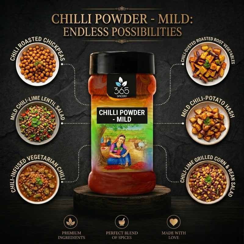 Chilli Powder- Mild | Gentle Spice for Daily Gravies | Natural & Gluten-Free | 365 Spicery