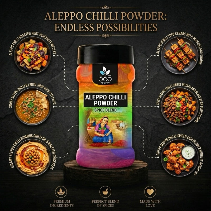 Aleppo Chilli Powder | Fruity & Mild Heat for Dry Rubs | Vegan | No MSG | 365 Spicery