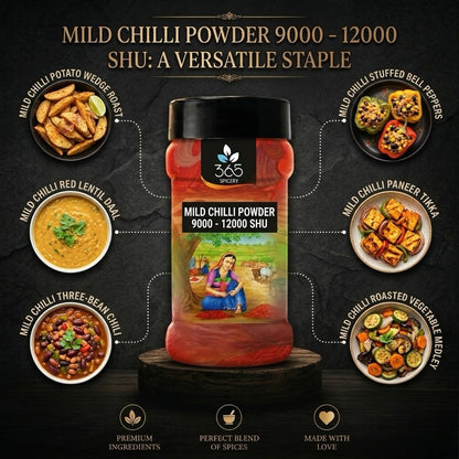 Mild Chilli Powder 9000 - 12000 SHU | Gentle Spice for Gravies | Natural Ingredients | 365 Spicery