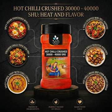 Hot Chilli Crushed 30000 - 40000 SHU | Bold Texture for Dry Rubs | No MSG | 365 Spicery