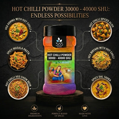 Hot Chilli Powder 30000 - 40000 SHU | Intense Heat for BBQ | Natural Ingredients | 365 Spicery