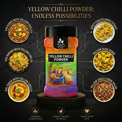 Yellow Chilli Powder | Unique Mild Spice for Curries | Vegan | No Artificial Colours | 365 Spicery