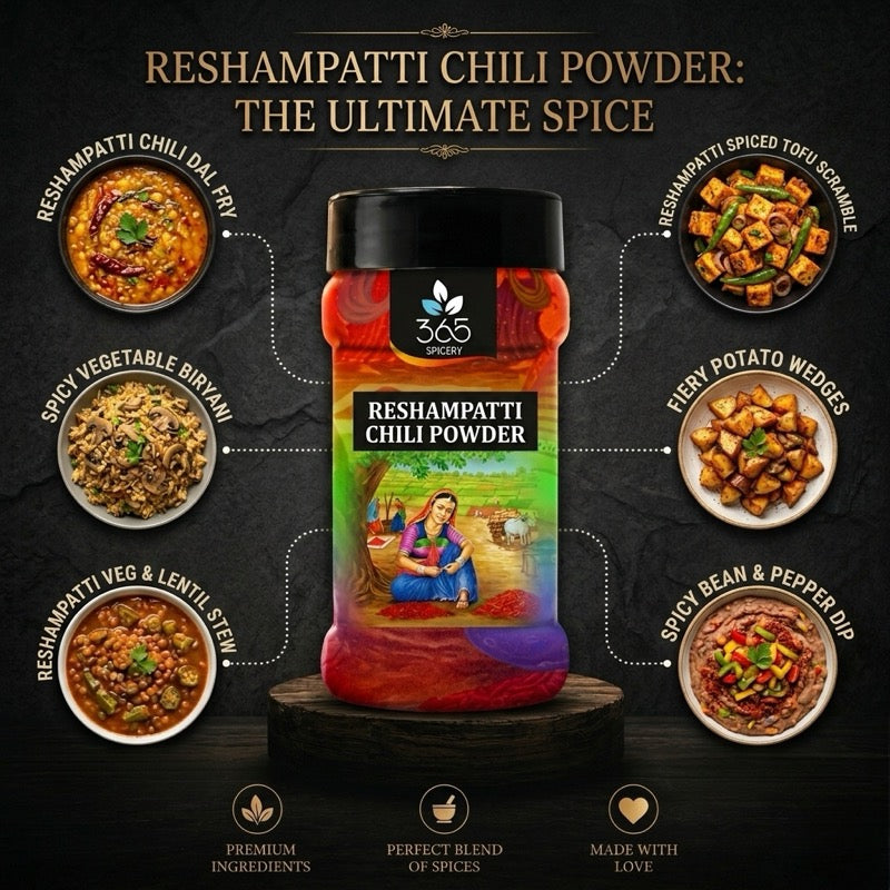 Reshampatti Chilli Powder | Rich Aroma for Indian Curries | Vegan | No MSG | 365 Spicery
