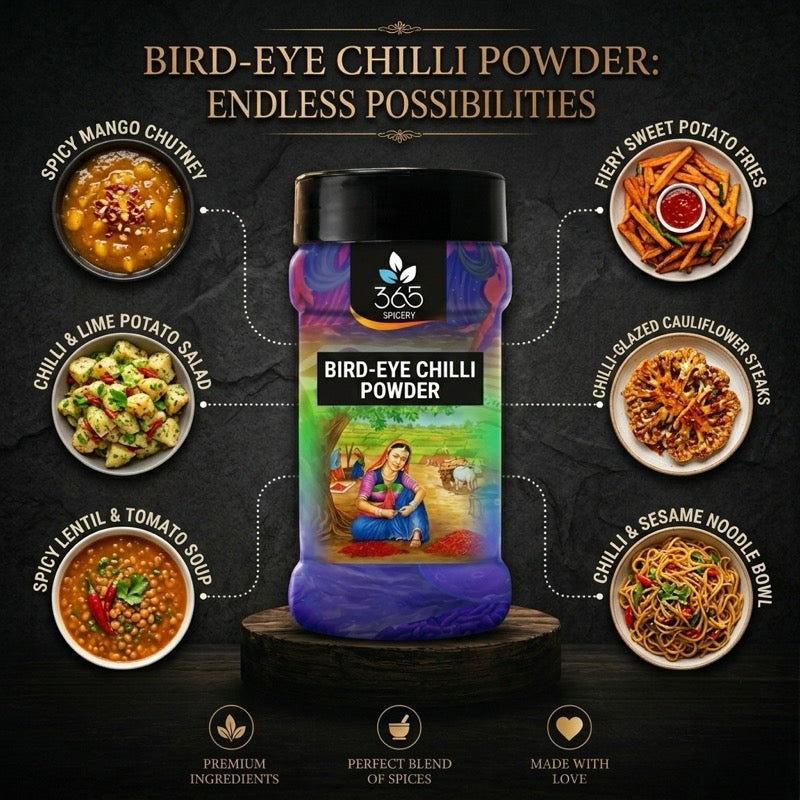Bird-Eye Chilli Powder | Intense Heat for Global Cuisines | Premium Quality | No MSG | 365 Spicery