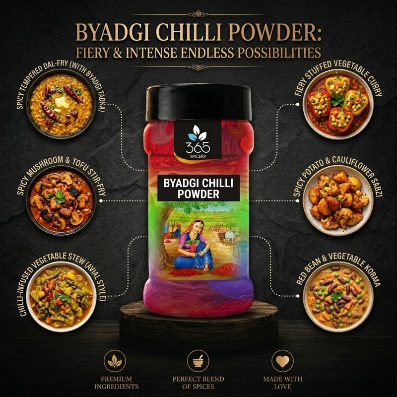 Byadgi Chilli Powder | Deep Red Colour for Traditional Curries | Natural & Gluten-Free | 365 Spicery