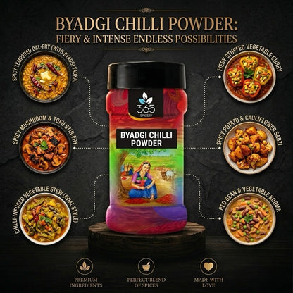 Byadgi Chilli Powder | Deep Red Colour for Traditional Curries | Natural & Gluten-Free | 365 Spicery