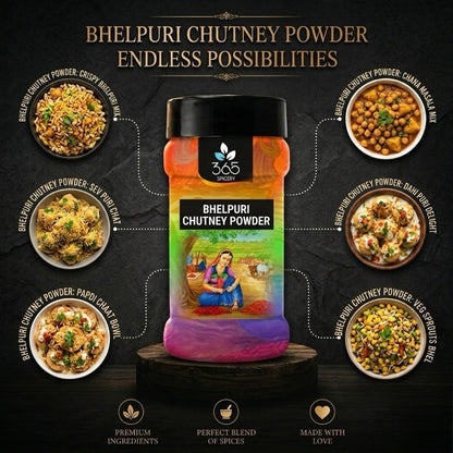 Bhelpuri Chutney Powder | Tangy & Spicy Chaat Seasoning | No Artificial Colours | 365 Spicery