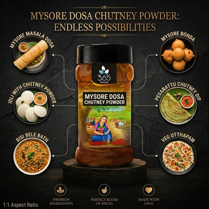 Mysore Dosa Chutney Powder | Spicy & Aromatic Breakfast Dip | No Artificial Flavours | 365 Spicery