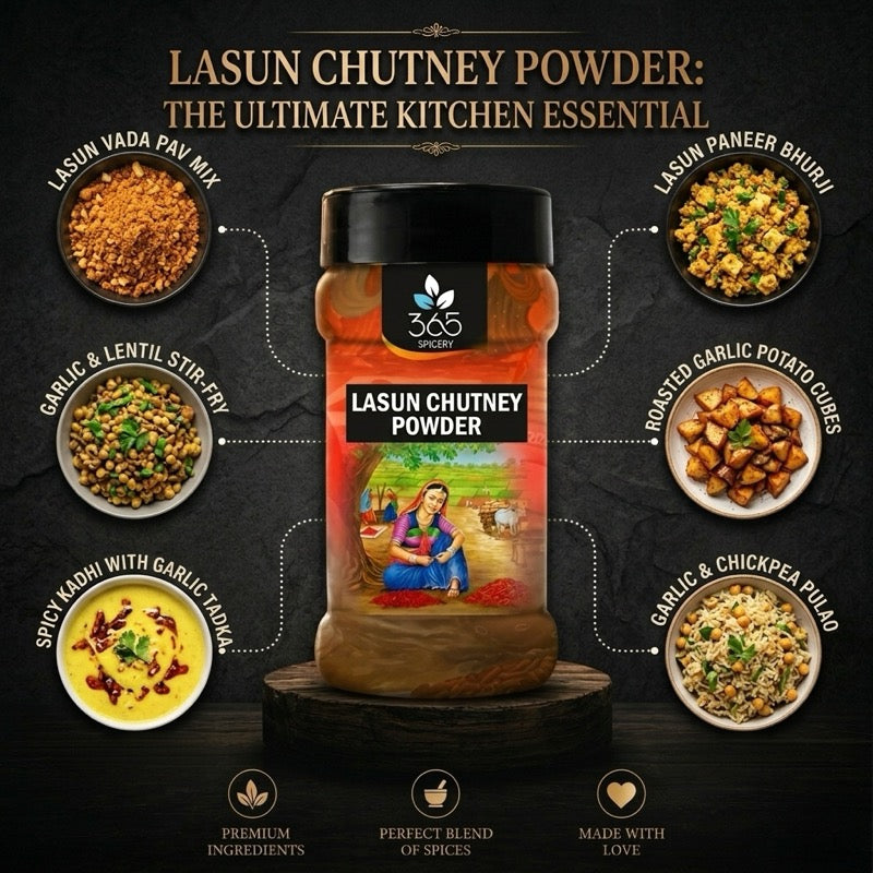 Lasun Chutney Powder | Bold Garlic & Chilli Spice Mix | Vegan | No Preservatives | 365 Spicery