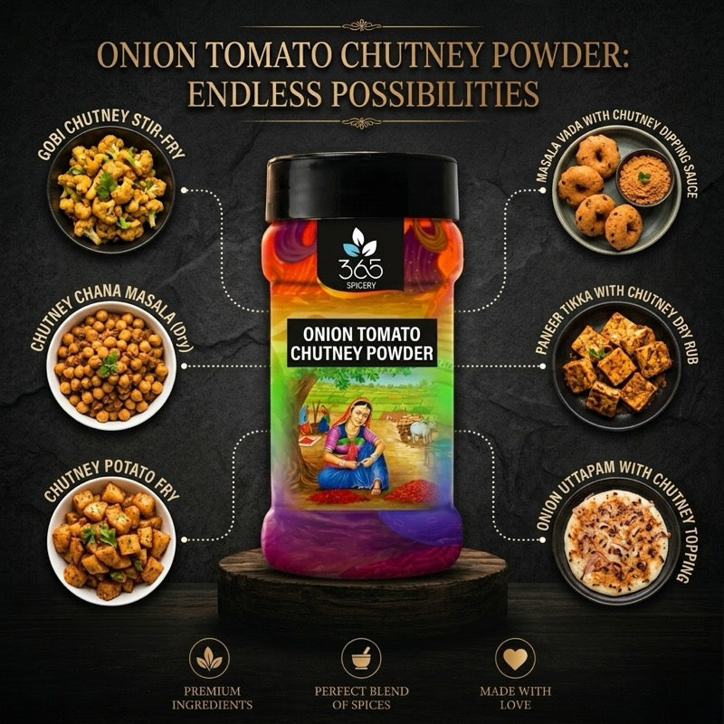 Onion Tomato Chutney Powder | Classic Tangy & Spicy Blend | No Artificial Flavours | 365 Spicery