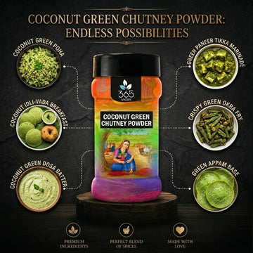 Coconut Green Chutney Powder | Fresh Herb & Nut Blend | Gluten-Free | No MSG | 365 Spicery