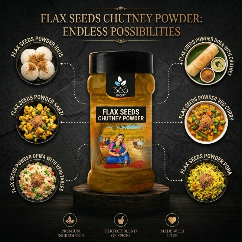 Flax Seed Chutney Powder | Healthy Omega-3 Rich Condiment | Gluten-Free | Vegan | 365 Spicery