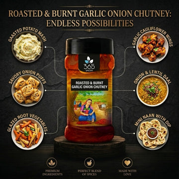 Roasted & Burnt Garlic Onion Chutney | Smoky Savoury Condiment | Vegan | No Colours | 365 Spicery
