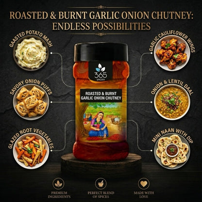 Roasted & Burnt Garlic Onion Chutney | Smoky Savoury Condiment | Vegan | No Colours | 365 Spicery