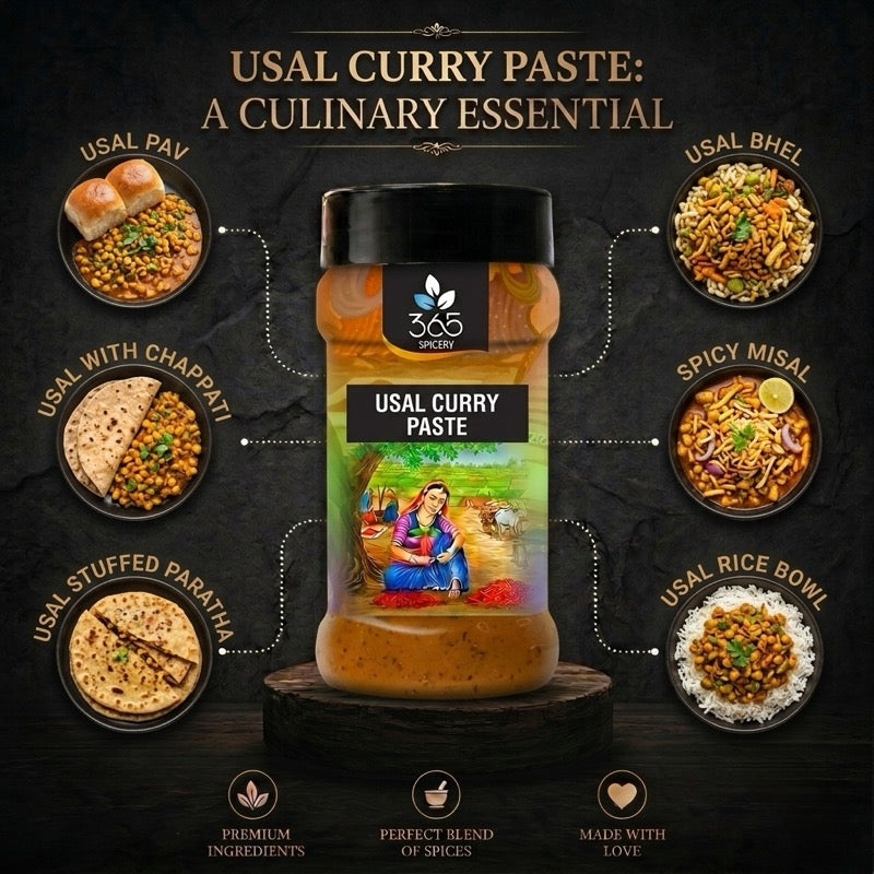 Usal Curry Paste | Traditional Sprouted Bean Base | No Artificial Colours | Vegan | Made in India | 365 Spicery