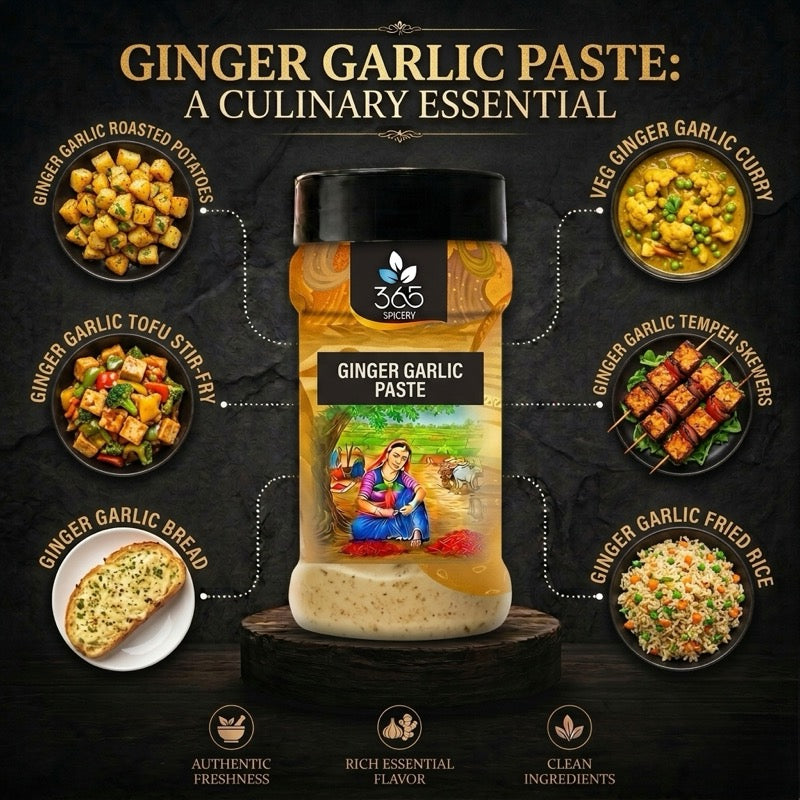 GINGER GARLIC PASTE | Essential Culinary Cooking Base | No Artificial Colours | Natural Ingredients | 365 Spicery