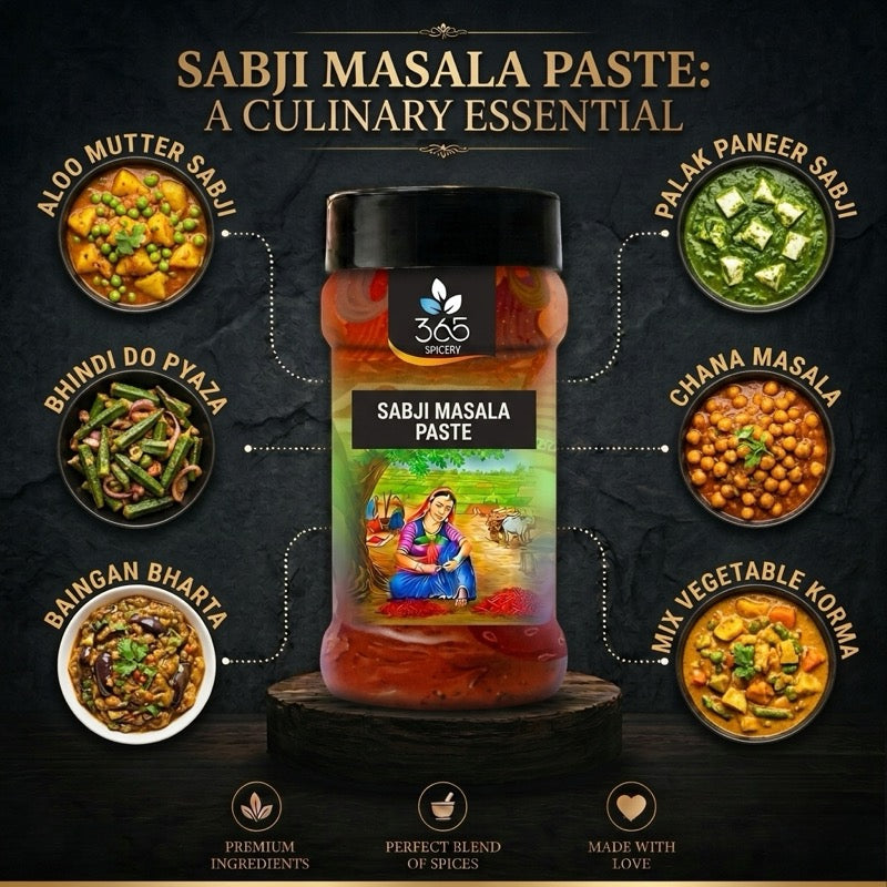 SABJI MASALA PASTE | Aromatic Vegetable Curry Base | No Artificial Colours | Vegan | Made in India | 365 Spicery