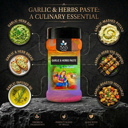 GARLIC & HERB PASTE | Aromatic Flavour Enhancer | Vegan | No MSG | Premium Quality | 365 Spicery