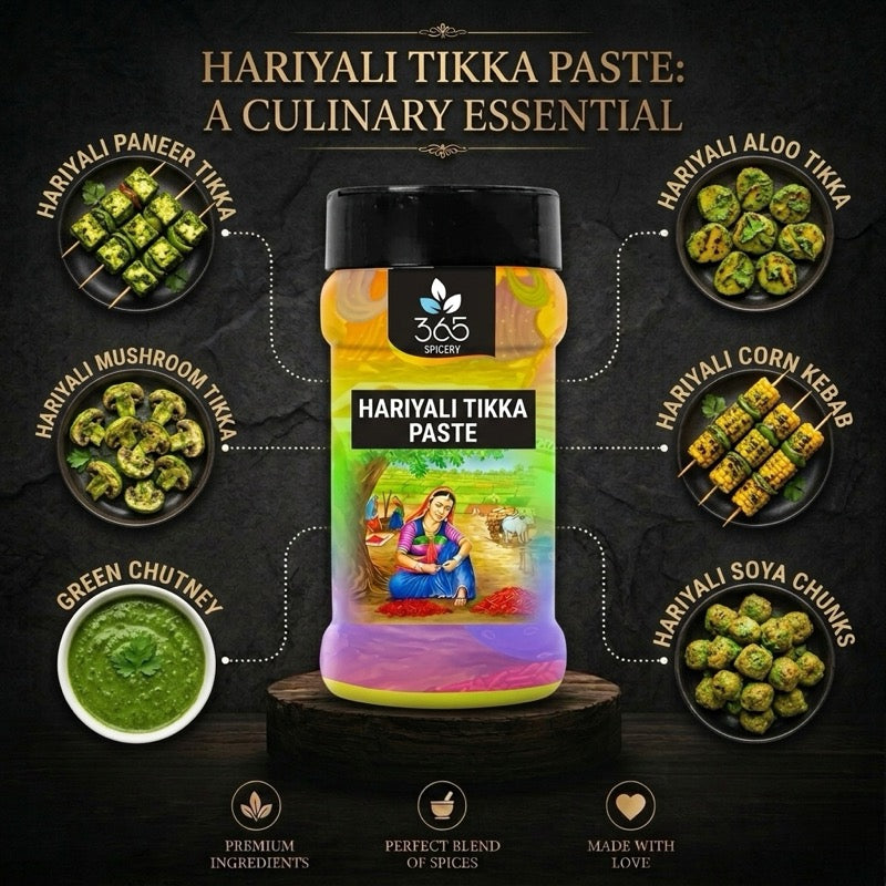 HARIYALI TIKKA PASTE | Fresh Herb Marinade | Vegan | No Artificial Colours | 365 Spicery