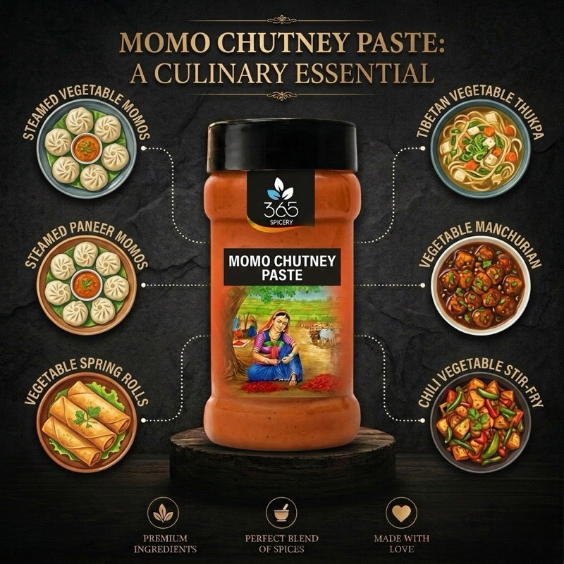 MOMO CHUTNEY PASTE | Spicy Dipping Sauce | Vegan | No Artificial Colours | Made in India | 365 Spicery