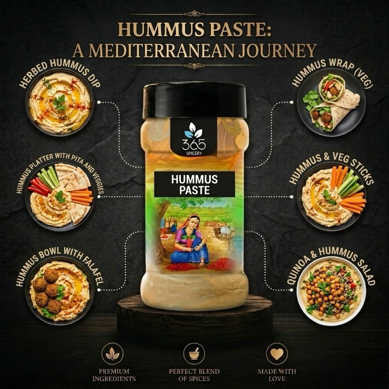 HUMMUS PASTE | Creamy Chickpea Dip | Vegan | Premium Quality | No Artificial Flavours | 365 Spicery