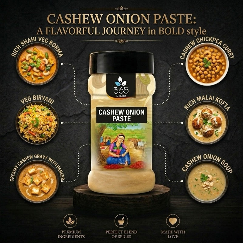 CASHEW ONION PASTE | Rich Gravy Base | Vegan | Gluten-Free | Premium Quality | 365 Spicery