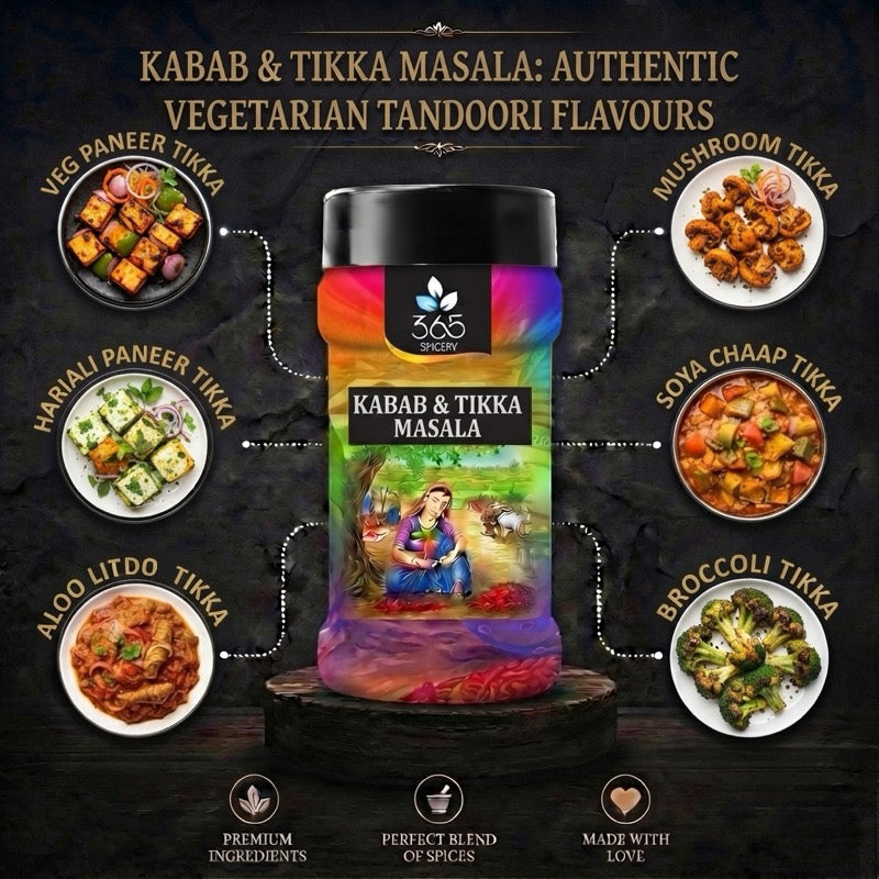 Kabab & Tikki Masala | Savoury Griddle Spice Mix | Vegan | No Artificial Colours | 365 Spicery
