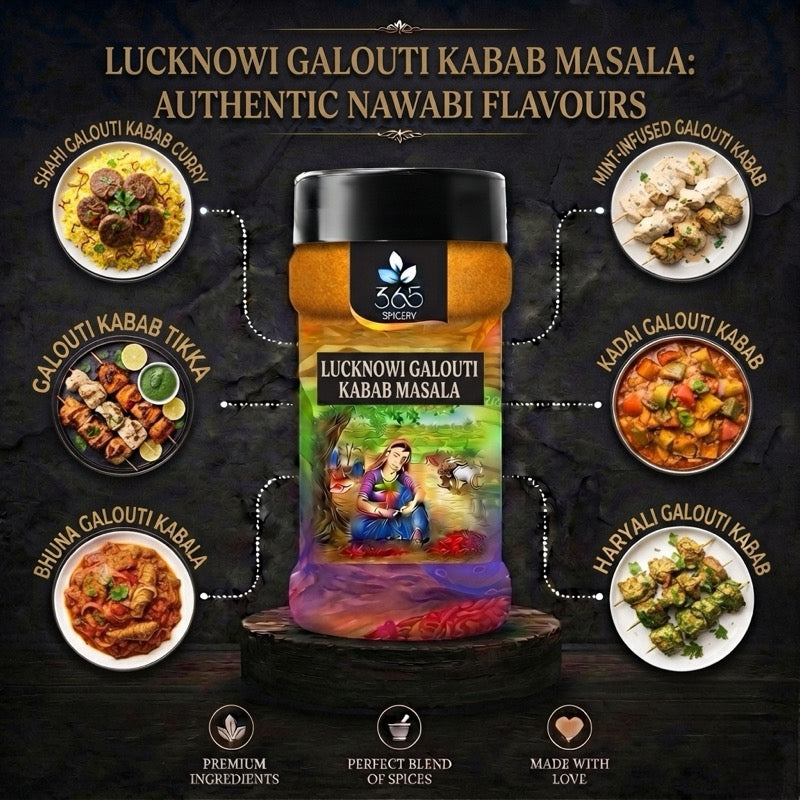 Lucknowi Galouti kabab masala | Royal Aromatic Spice Blend | Natural Ingredients | No MSG | 365 Spicery