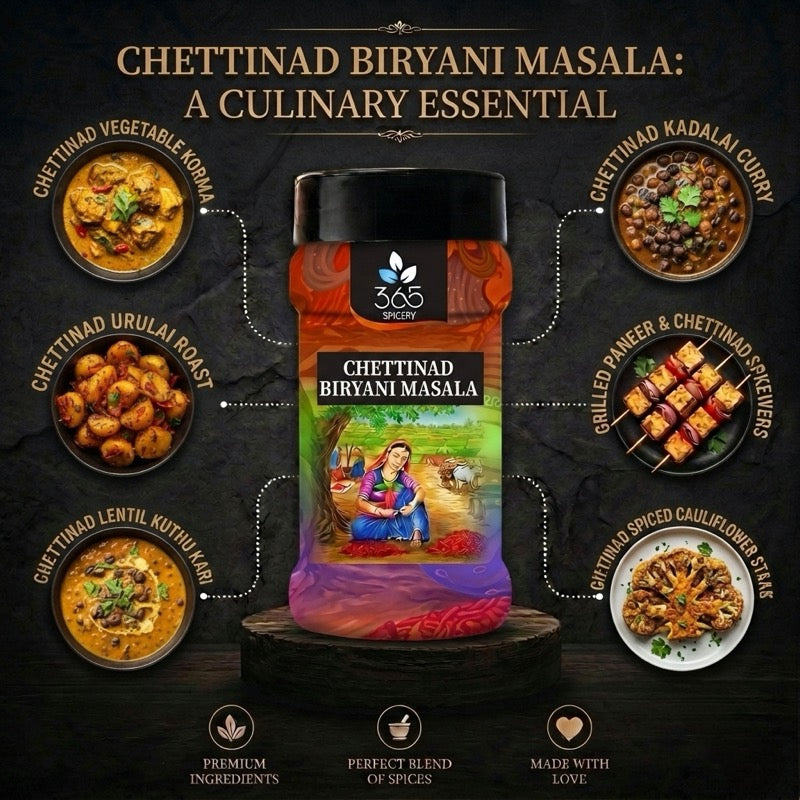 Chettinad Biryani Masala | Authentic South Indian Spice Mix | Vegan | No Artificial Flavours | 365 Spicery