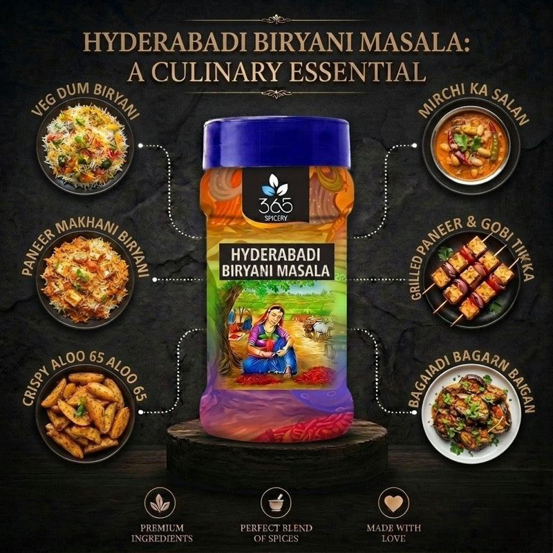 Hyderabadi Biryani Masala | Iconic Spicy Aromatic Rice Blend | Vegan | Gluten-Free | No Artificial Colours | 365 Spicery