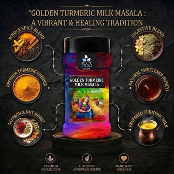 Golden Turmeric Milk Masala | Healing Ayurvedic Beverage Blend | Vegan | Gluten-Free | No Artificial Flavours | 365 Spicery