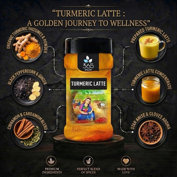 Turmeric latte - Super Seed Mix | Healthy Golden Milk Beverage Blend | Vegan | No Artificial Flavours | 365 Spicery