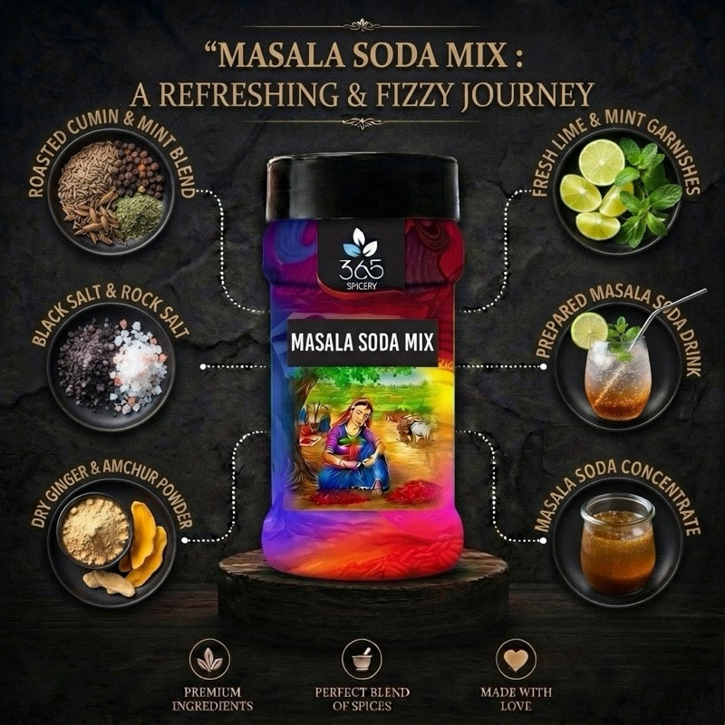 Masala Soda Mix | Refreshing Tangy Fizzy Drink Seasoning | Vegan | No Artificial Colours | No MSG | 365 Spicery
