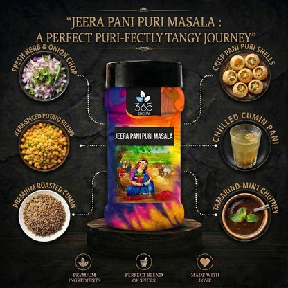Jeera Pani Puri Masala | Roasted Cumin Street Food Water Mix | Vegan | No Artificial Flavours | Made in India | 365 Spicery